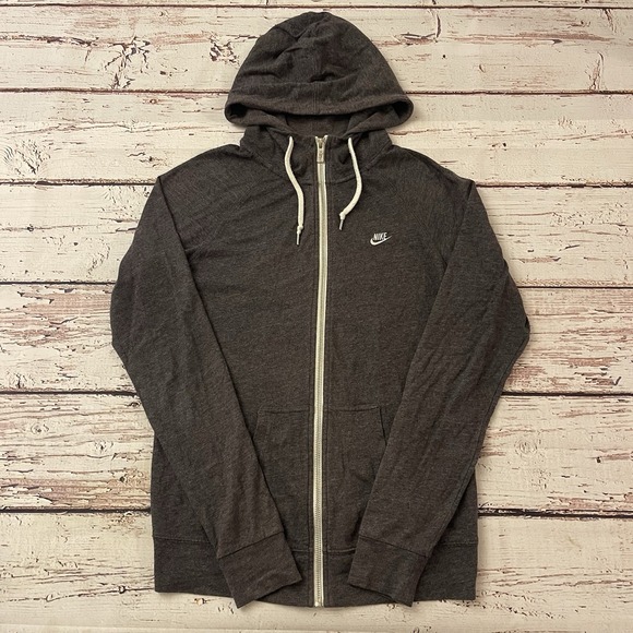 Nike Hoodie Womens‎ Large Gray Full Zip Pockets Logo Athletic Running Training - Picture 1 of 6